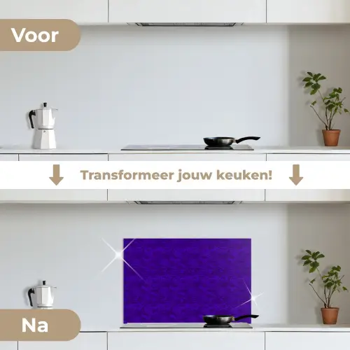 Paars - Heuvels - Bloesem keuken achterwand spatscherm klein 900 -voor_na_NL