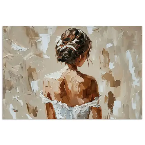 Vrouw - Verf - Abstract - Beige - Modern poster papier klein -3d