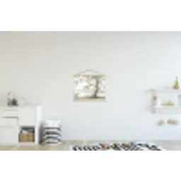 Reiger - Landschap - Groen textielposter latten blank klein -kinderkamer