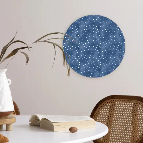 Frans - Citroen -  Stippen - Wit - Blauw Wandcirkel kunststof plaat 5mm dik klein 188 -sfeer4