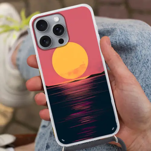 Zon - Geel - Bergen - Water Hoesje iPhone 16 Pro Max met koord klein -sfeer3