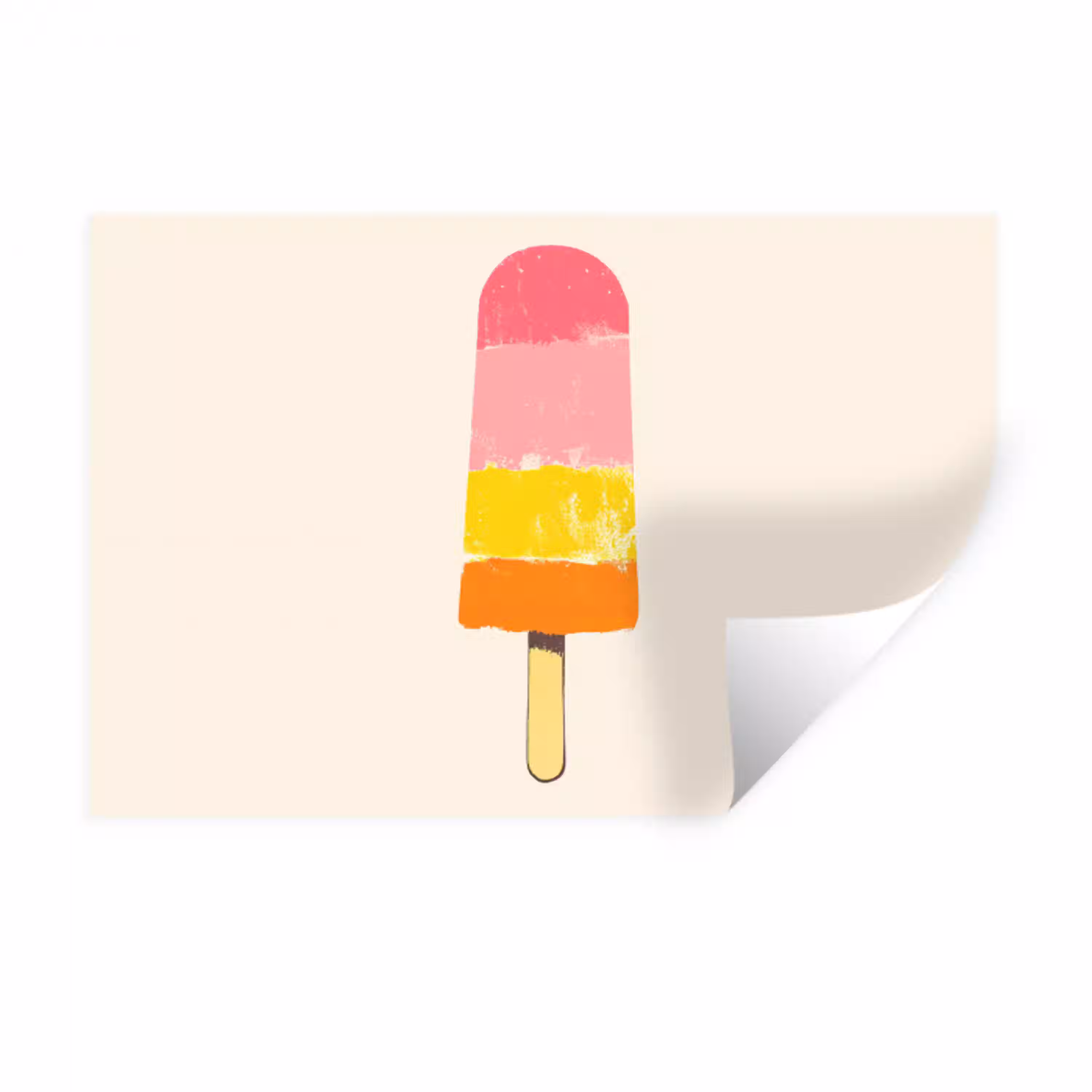 Waterijsje - Retro - Stokje - Roze Muursticker klein -3d