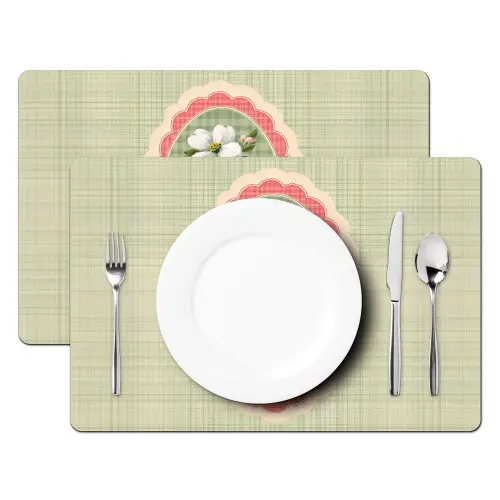 Bloemen - Illustratie - Geruit - Groen Placemat vinyl groot -zzsfeer2_Kitchenyeah-website