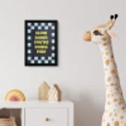 Patroon - Geblok - Blauw - Slow down you're doing fine fotolijst zwart zonder passe partout klein -usfeer4_kinderkamer