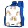 Regenbogen patroon in zachte kleuren Kinderrugzak - Blauw middel -schuin