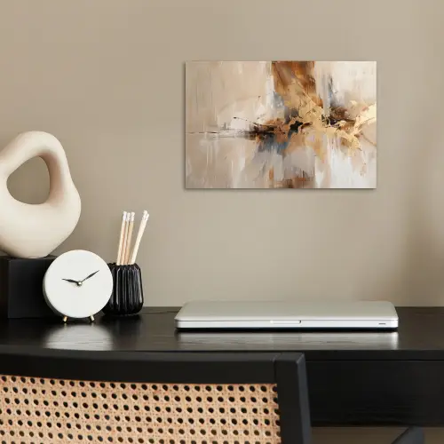 Modern - Bruin - Abstract - Beige poster papier klein -sfeer1