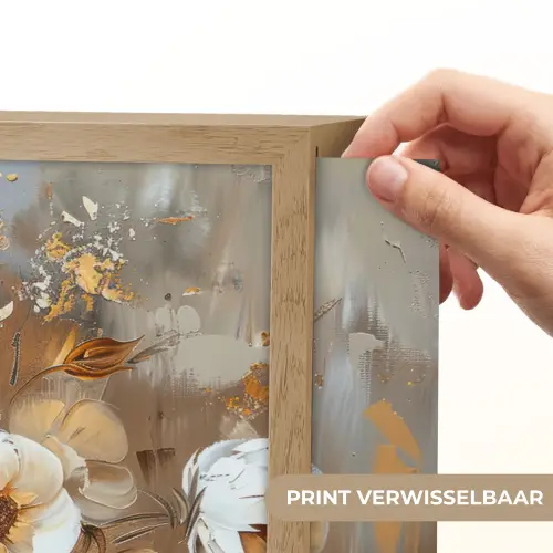 Vaas - Bloemen - Kunst - Goud Light Box met batterij (Wandlamp) middel -USP_websiteprintNL