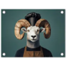 Geit - Hoorns - Kokskleding tuinposter los doek klein -3d