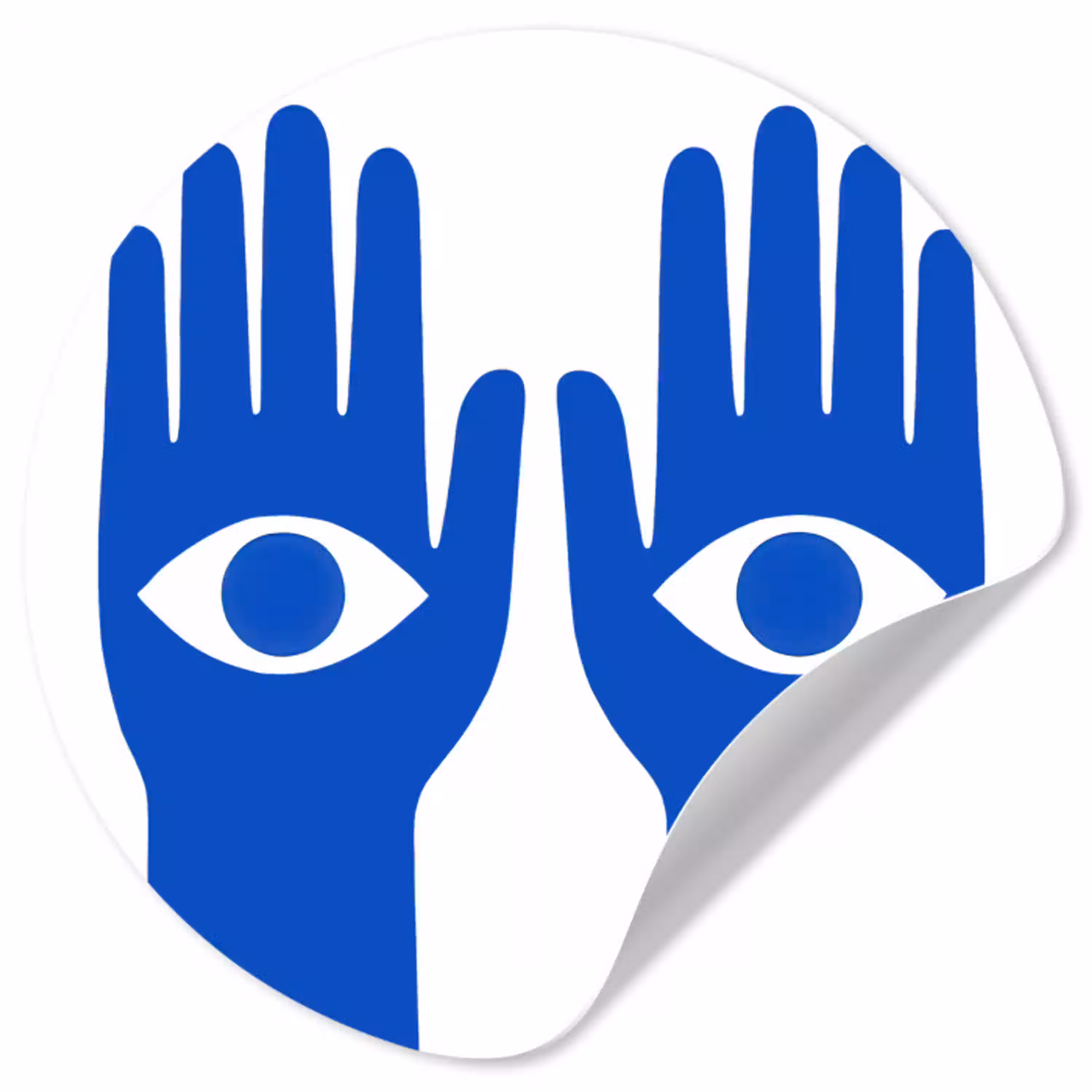 Handen - Twee - Ogen - Blauw Wandcirkel behangsticker klein -3d