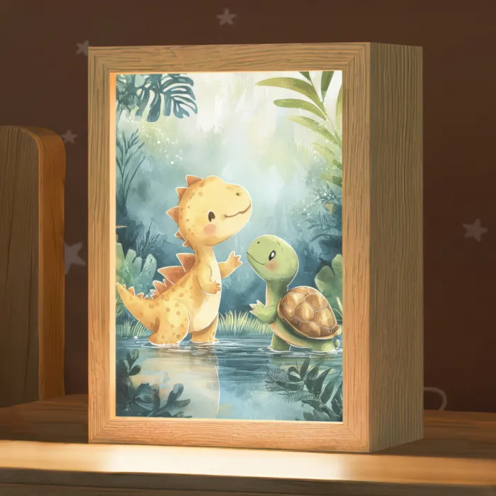 Dinosaurus - Schildpad - Illustratie - Aquarel Light Box met kabel klein -zzz_3d_website