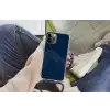 Lijnen - Abstract - Blauw - Wit Hoesje iPhone 12 Pro met koord klein -hand