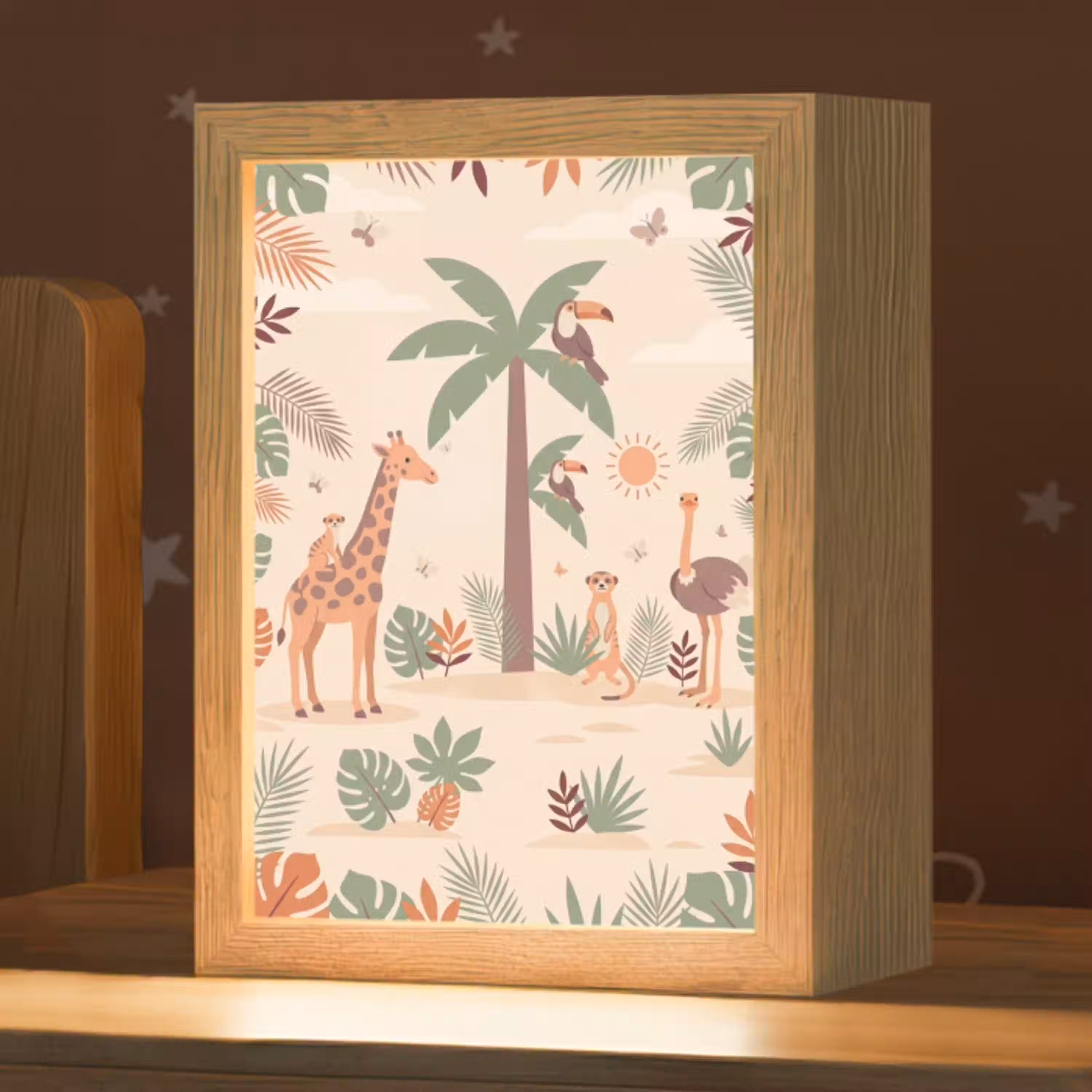 Dieren - Tropisch - Safari - Kleurrijk Light Box met kabel (Kinderlampje) klein -zzz_3d_website