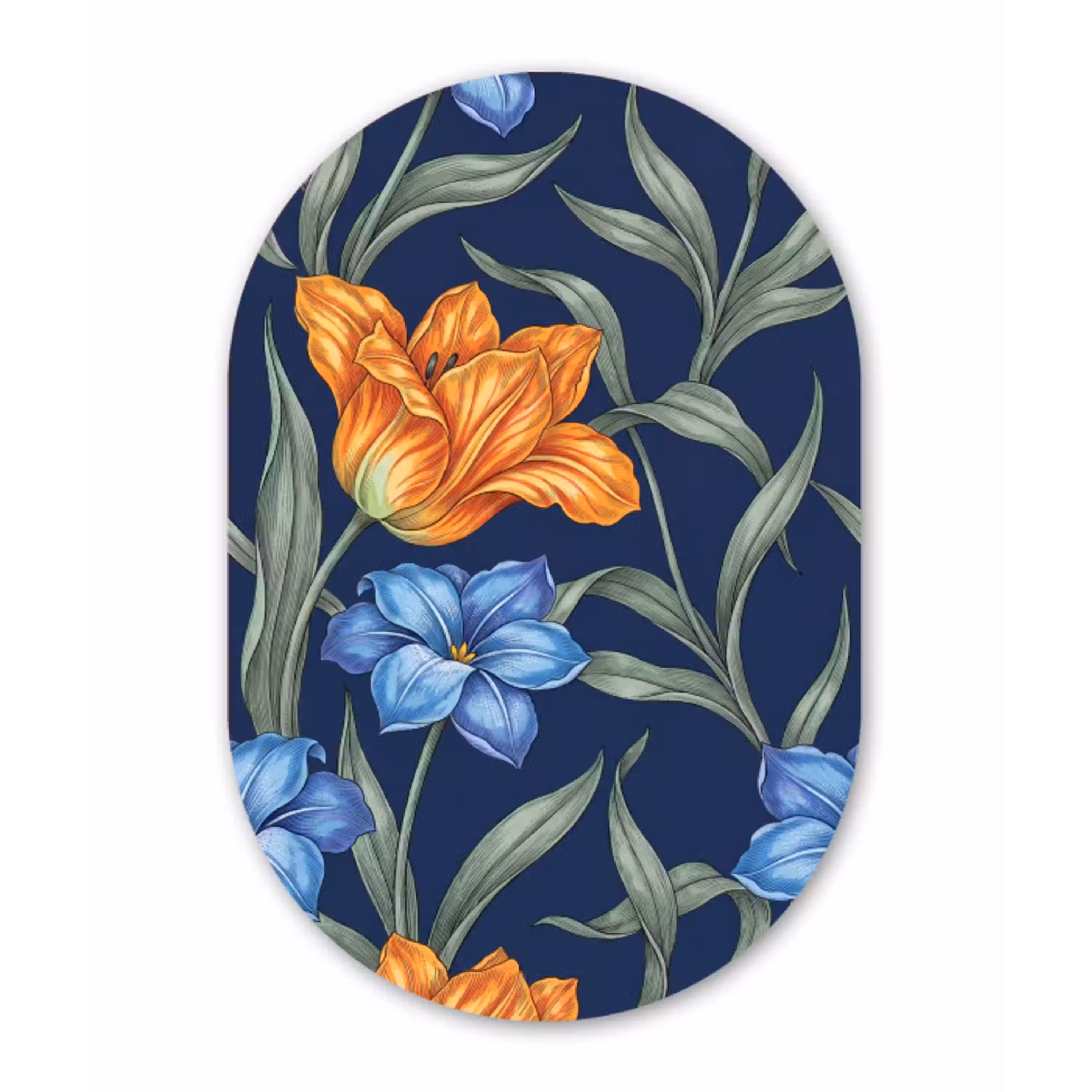 Bloemen - Botanisch - Patroon Wandcirkel Ovaal Glas middel -3d
