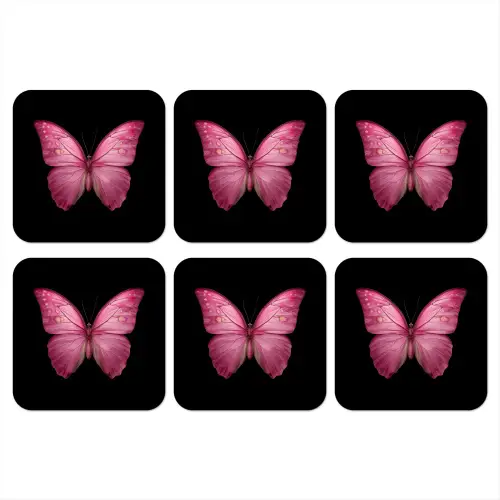 Vlinder - roze - Elegant onderzetter kurk middel -3d