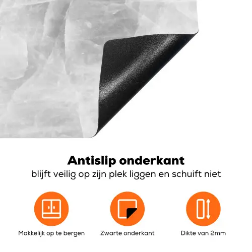 Marmer - Steen - Wit - Luxe - Marmerlook Inductie beschermer vinyl 3mm klein -zzzzzzz-td-onderkant