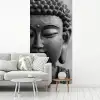 Boeddha - Grijs - Spiritualiteit - Buddha beeld - Religie fotobehang vinyl groot -woonkamer