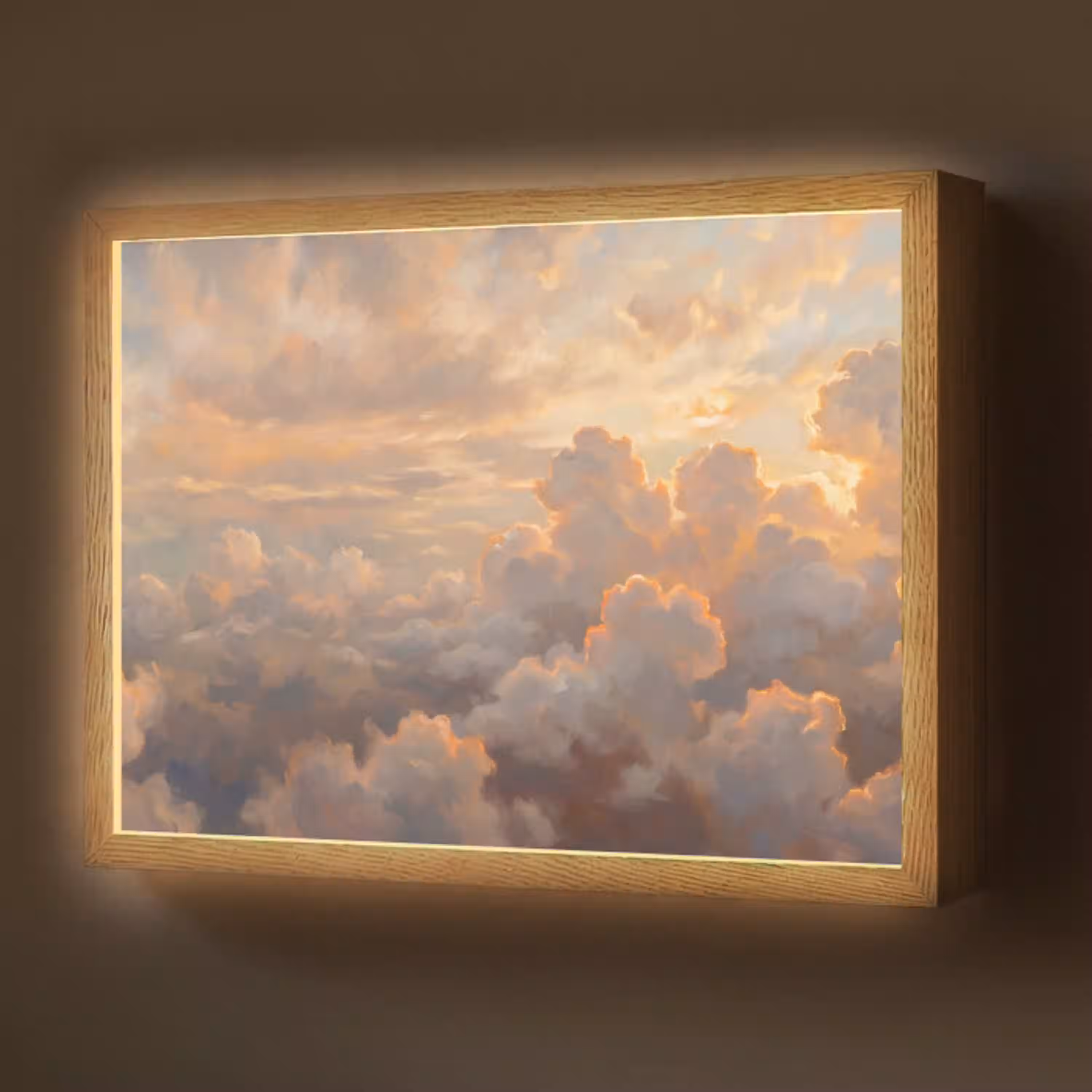 Wolken - Zonsondergang - Natuur - Abstract - Goud Light Box met batterij (Wandlamp) middel -z3d_website