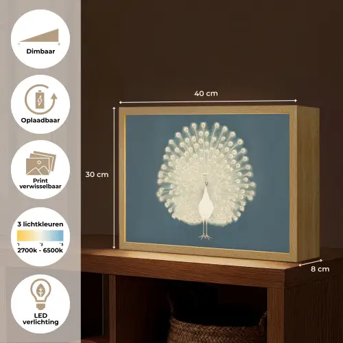 Vogel - Blauw - Vintage Light Box met batterij (Wandlamp) middel -USP_websiteoverzichtNL