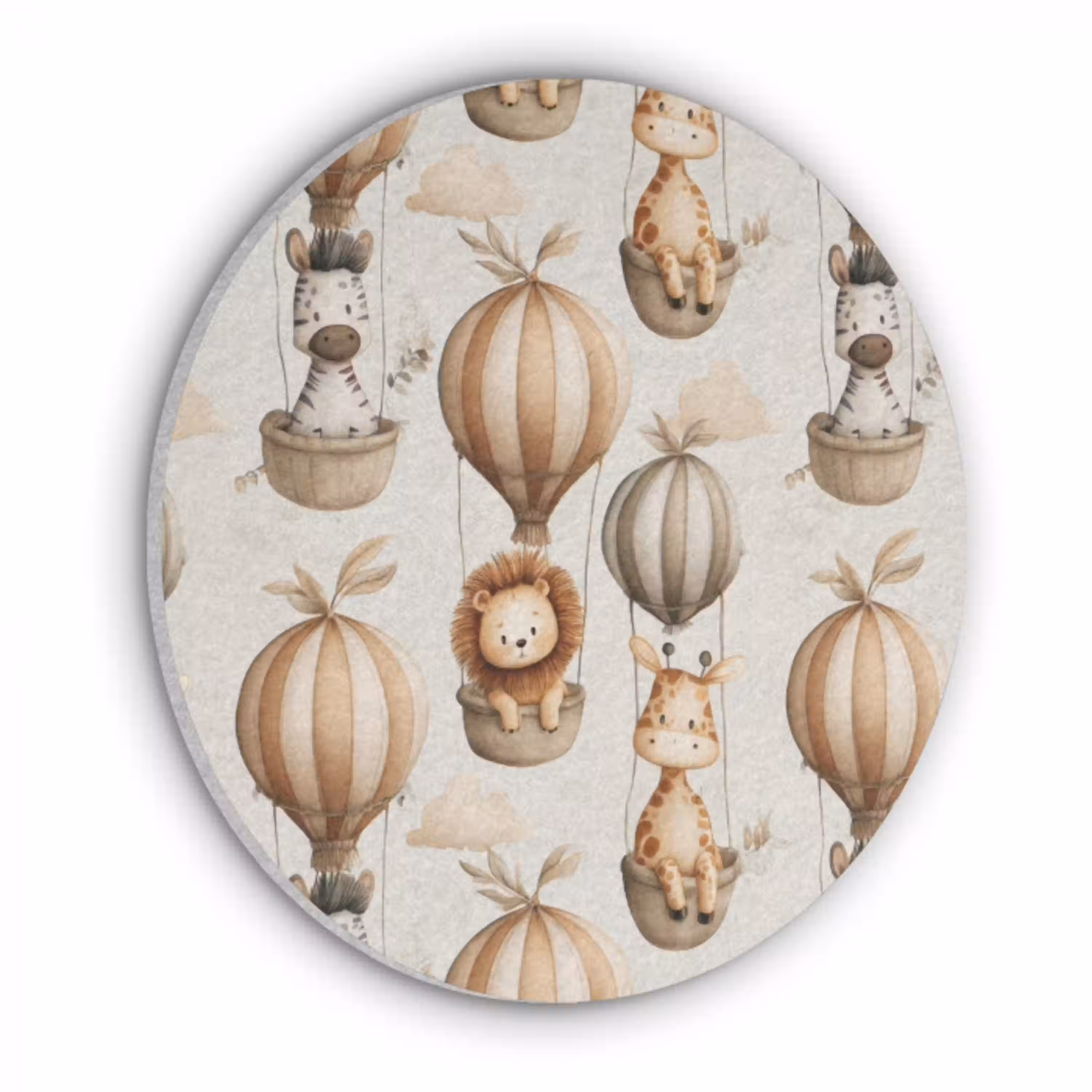 Safari - Luchtballonen - Taupe Akoestische PET Vilt - Rond klein 838 -3d