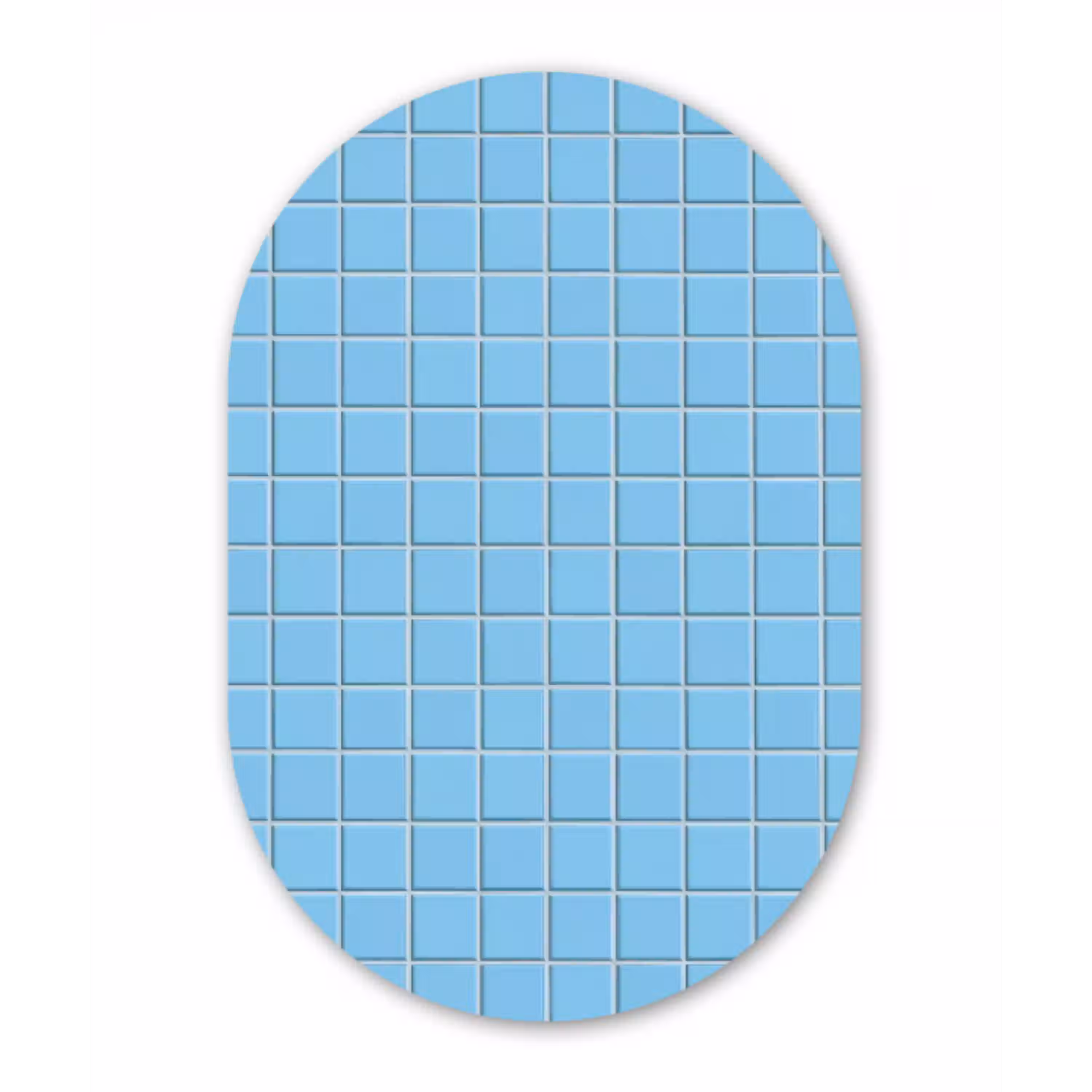 Patroon - Tegel - Pastel - Blauw Wandcirkel Ovaal Aluminium middel 839 -3d