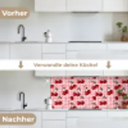 Kersen - Blokken - Rood keuken achterwand 2 middel 871 -voor-na_DE
