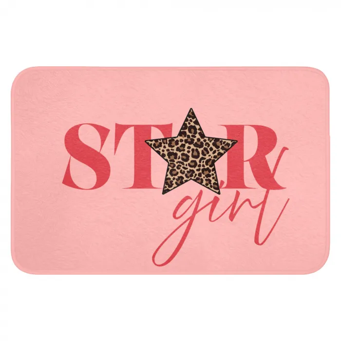 Star girl - Roze - Panter - Ster Badmat klein -3d