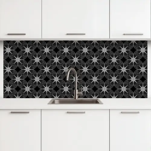 Kompas - Patronen - Zwart Wit keuken achterwand 2 middel 871 -3d