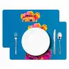 Muis - Kimono - Bloemen - Blauw Placemat vinyl groot -zzsfeer2_Kitchenyeah-website