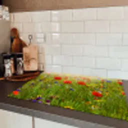 Lente - Bloemen - Rood - Klaproos - Gras - Groen Inductie beschermer vinyl 3mm klein -sfeer3