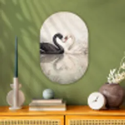 Zwanen - Hartvorm - Dieren Wandcirkel Ovaal Forex klein -sfeer2