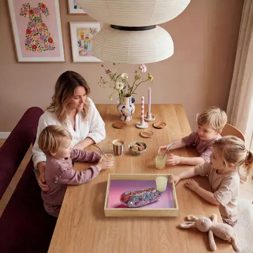 Hotdog - Steentjes - Glitters - Paars Dienblad Rechthoek middel -sfeer4