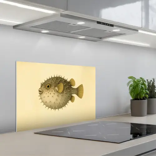 Stekels - Vis - Opgeblazen - Bruin keuken achterwand spatscherm klein -3d_schuin