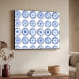 Borden - Bloemen - Patroon - Blauw Textielframe zwart klein 947 -sfeer3