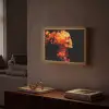 Schedel - Oranje - Zijaanzicht - Vlammen Light Box met batterij (Wandlamp) middel -sfeer1