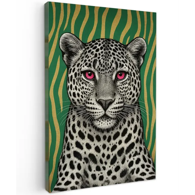 Panter - Zebrapatroon - Groen canvas 2cm klein -z3d
