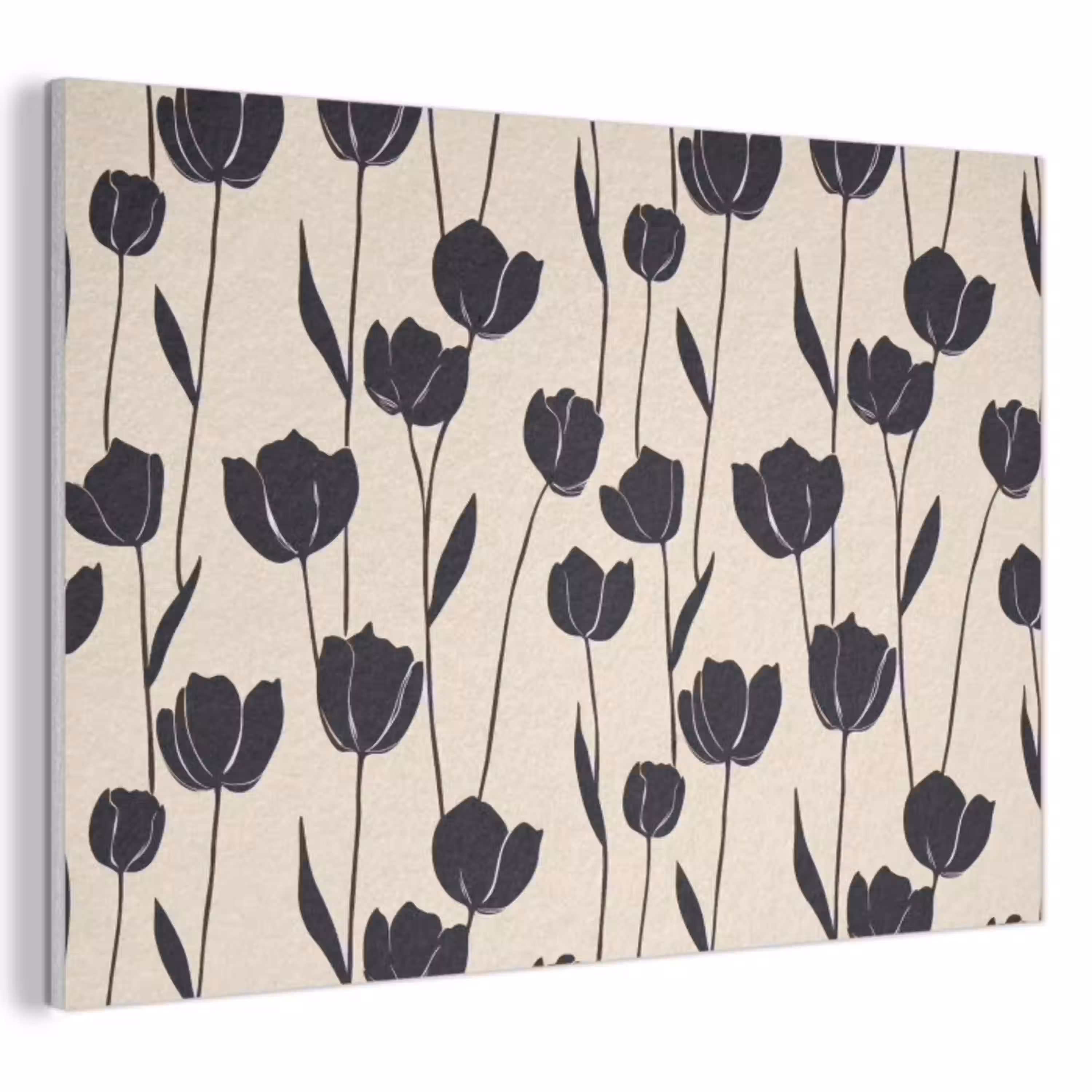 Tulpen - Patroon - Zwart PET vilt klein 837 -3d