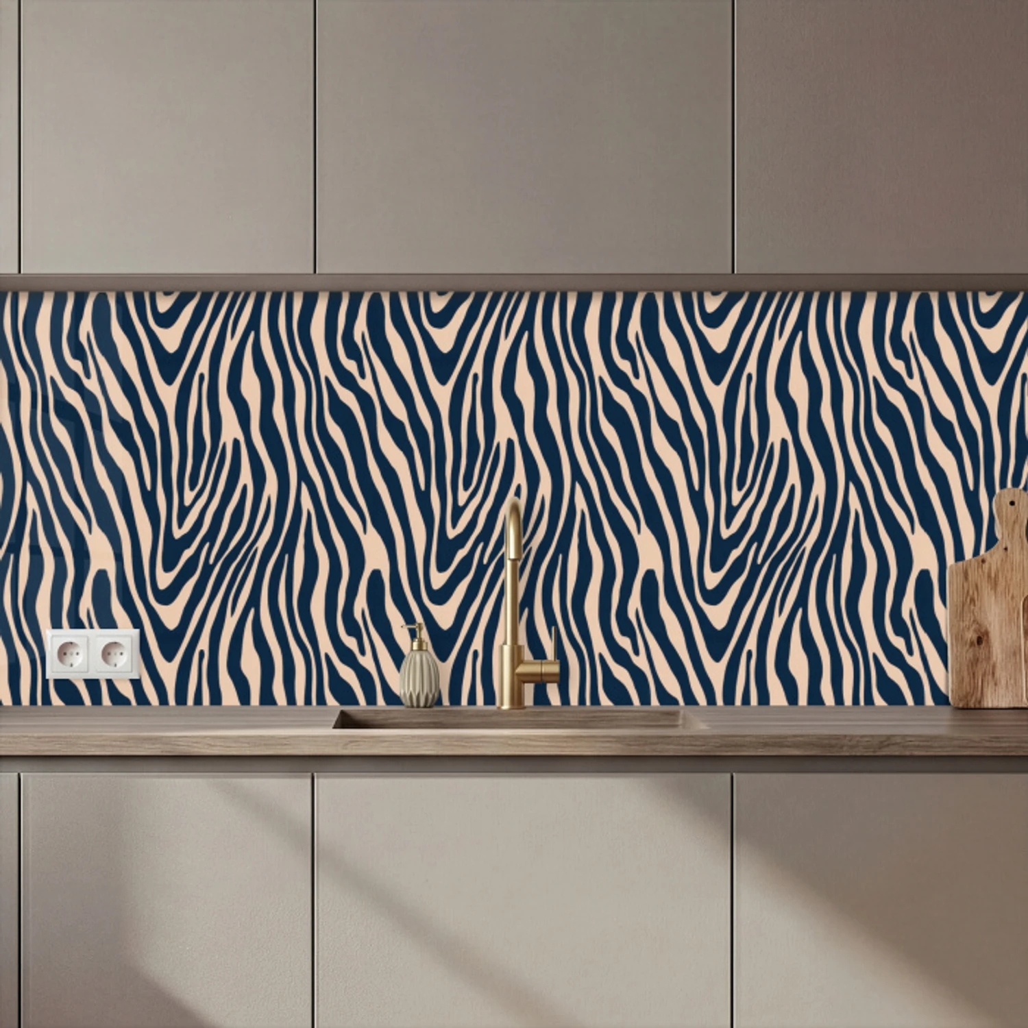 Zebra - Patroon - Blauw - Beige keuken achterwand 2 middel 871 zz_3dshopping