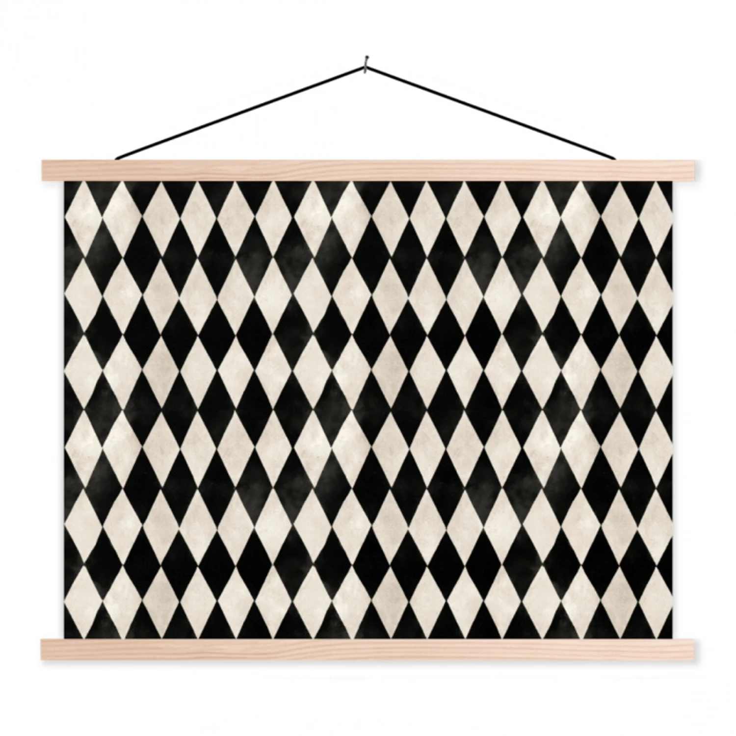 Klassiek - Patroon - Zwart textielposter latten blank klein 122 -3d