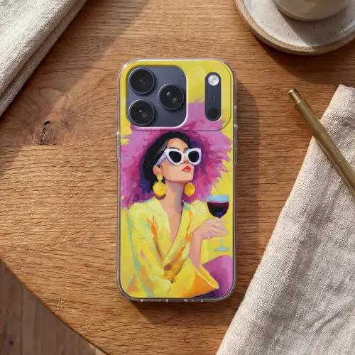 Vrouw - Hoed - Paars - Wijn Telefoonhoesje iPhone 17 Pro klein -sfeer1