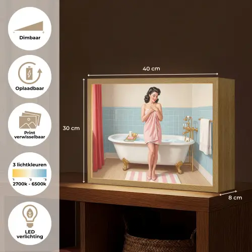 Badkamer - Vrouw - Roze Light Box met batterij (Wandlamp) middel -USP_websiteoverzichtNL