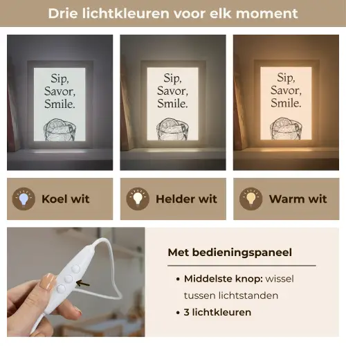 Tekst - Glas - Getekend - Citroen Light Box met kabel (Wandlamp) klein -USP_lichtkleurNL