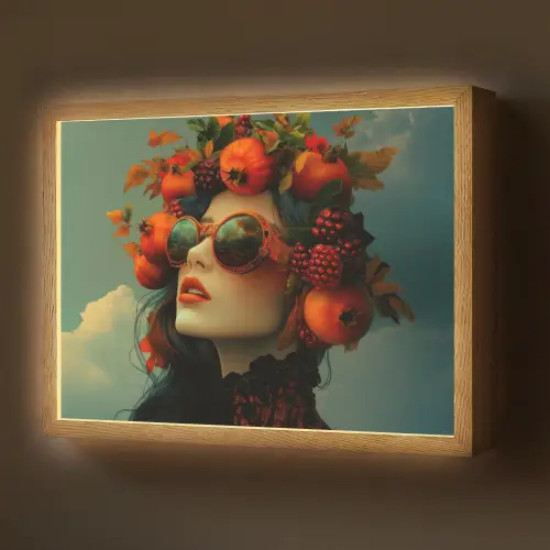 Vrouw - Granaatappel - Herfst - Zonnebril Light Box met batterij (Wandlamp) middel -z3d_website
