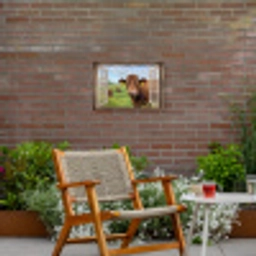 Doorkijk - Koe - Weiland - Landschap - Dieren Tuinposter op houten frame 2 cm dik klein -sfeer3