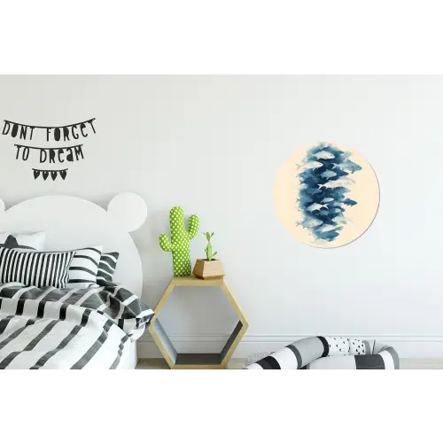 Vissen - Minimalistisch - Blauw Wandcirkel aluminium klein -kinderkamer