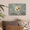 Kraanvogels - Maan - Bloemen - Blauw canvas 2cm klein -sfeer1