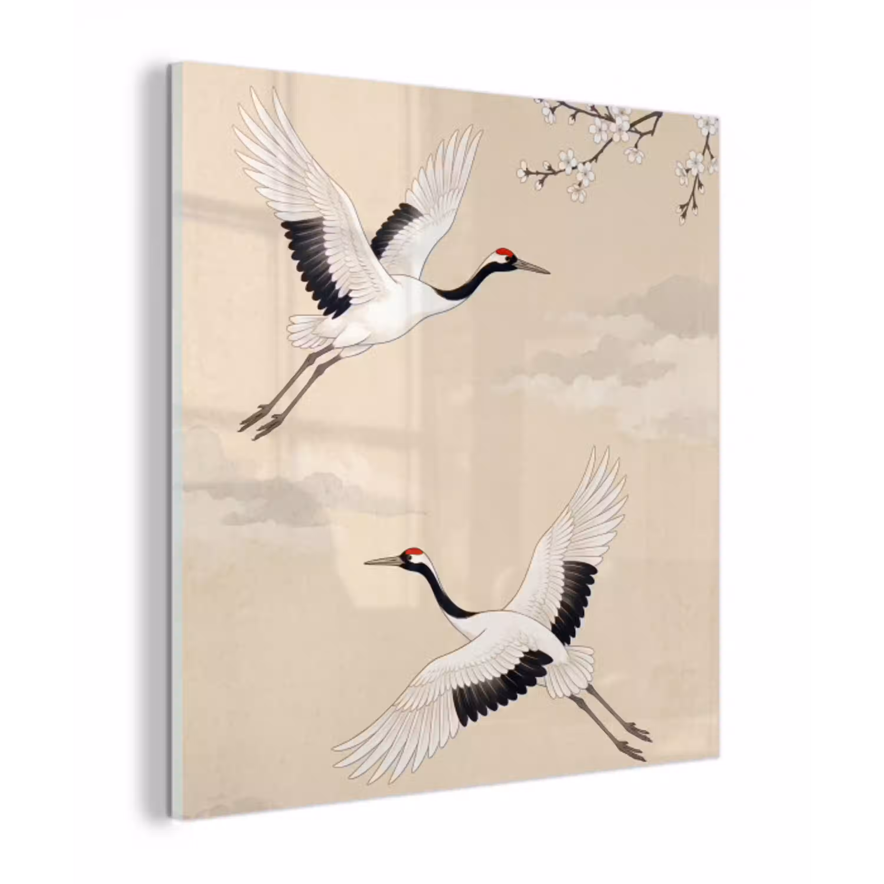 Kraanvogels - Bloesem - Beige plexiglas 5mm klein -z3d