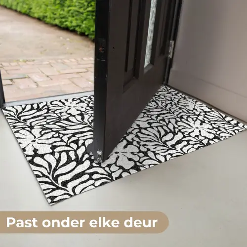 Bloemen - Patroon - Zwart - Wit Deurmat klein 898 -USP_NL
