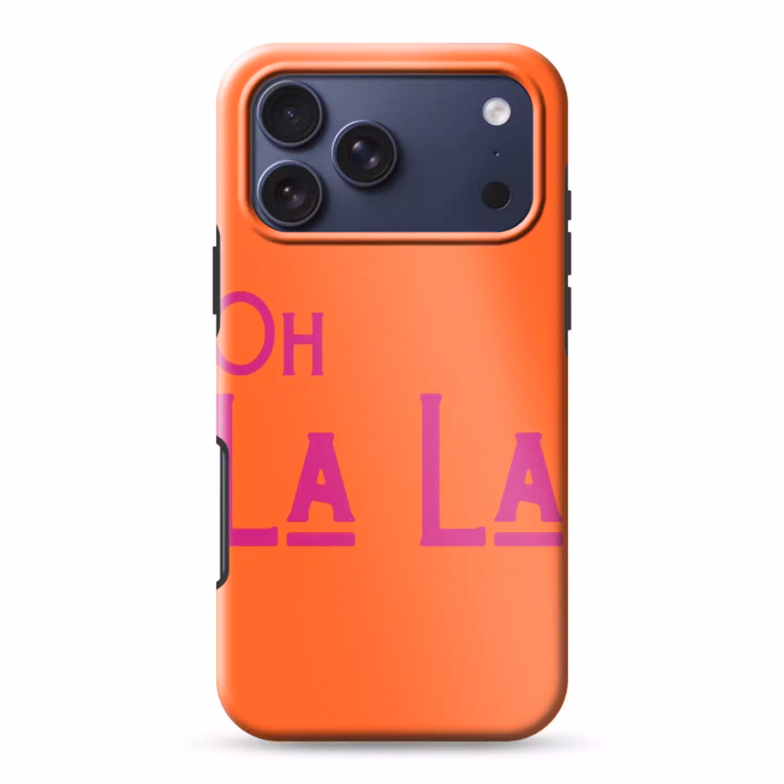 Oh la la - Oranje - Roze - Scheeflettertype Toughcase MagSafe Apple iPhone 17 Pro Max klein -3d
