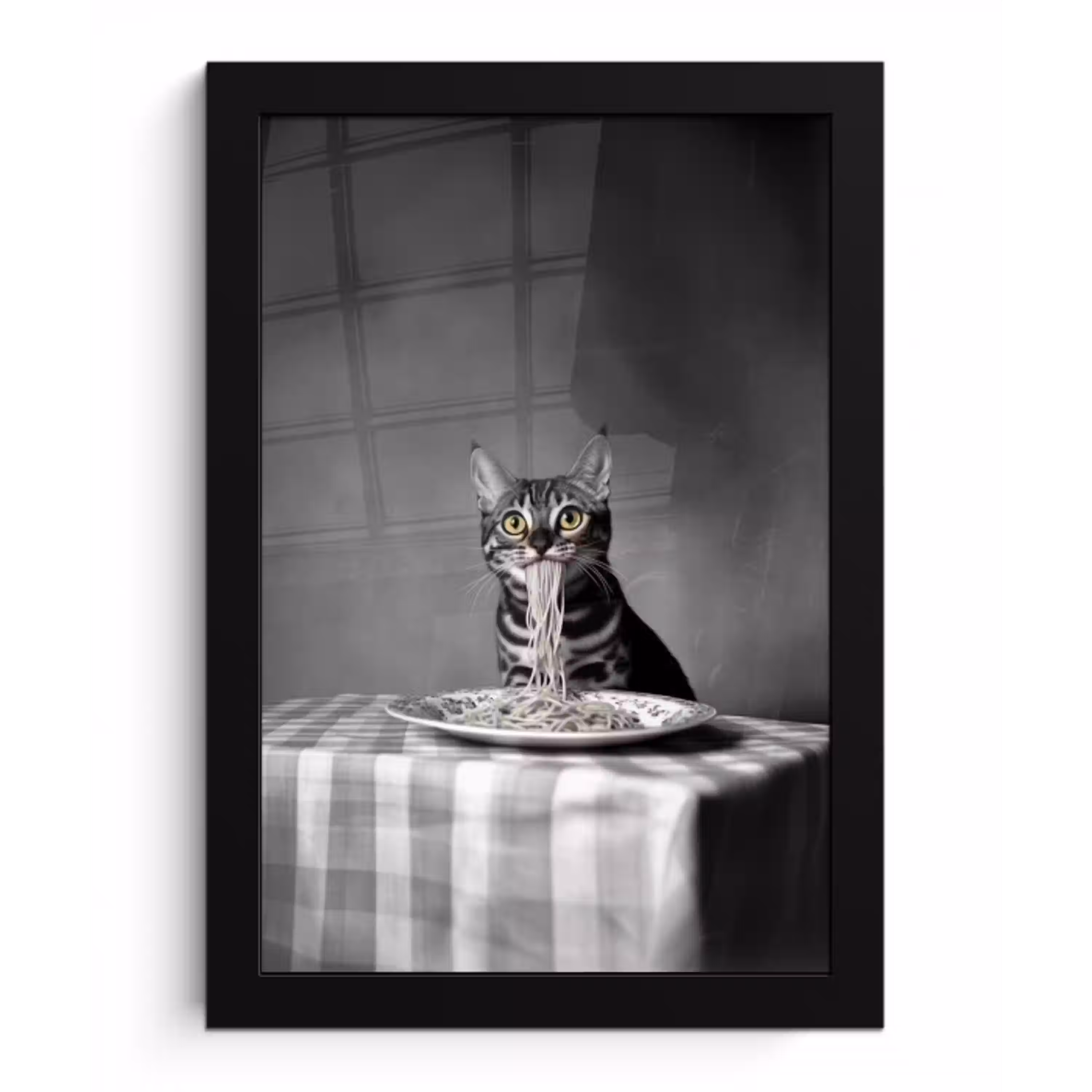 Bengaal - Kat - Tafelkleed - Zwart - Wit - Dier fotolijst zwart zonder passe partout klein -3d
