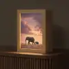 Olifanten - Grasland - Zonsondergang Light Box met kabel (Tafellamp) klein -z3d_website